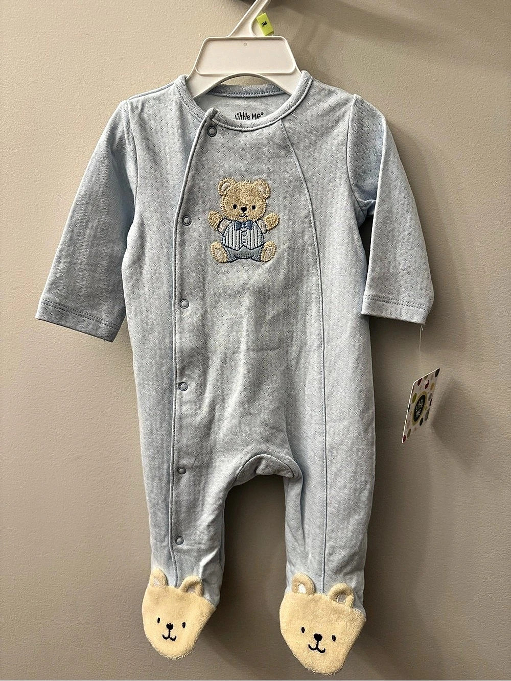Little Me Cute Bear Footie Sleeper Blue & Yellow Baby 3M